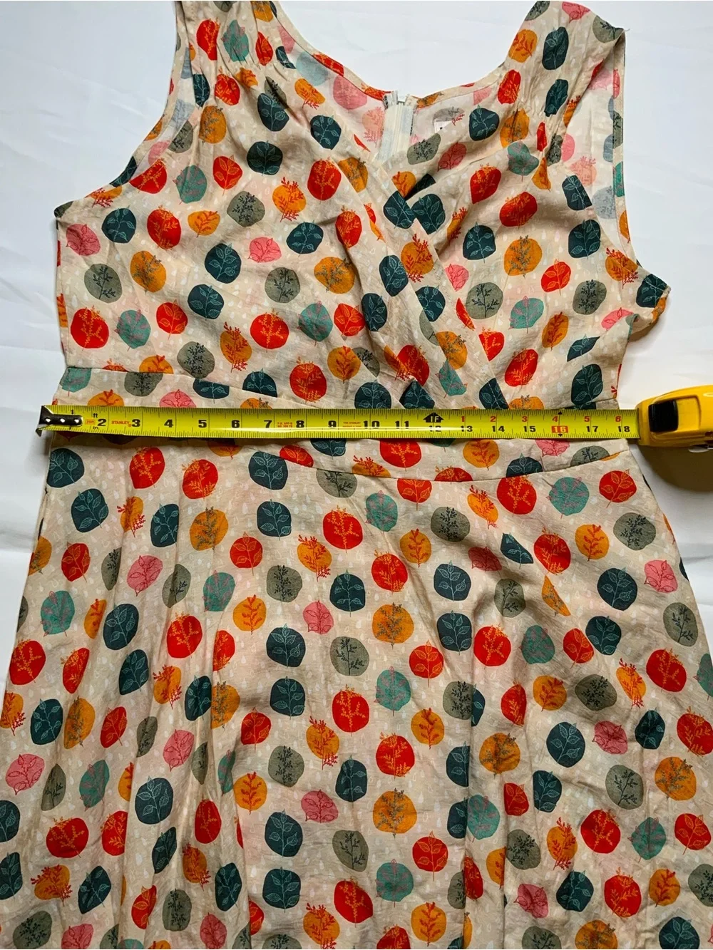 L.A. Soul 100% Cotton Leaf Print Sleeveless Fit Flare Dress XL Retro Botanical